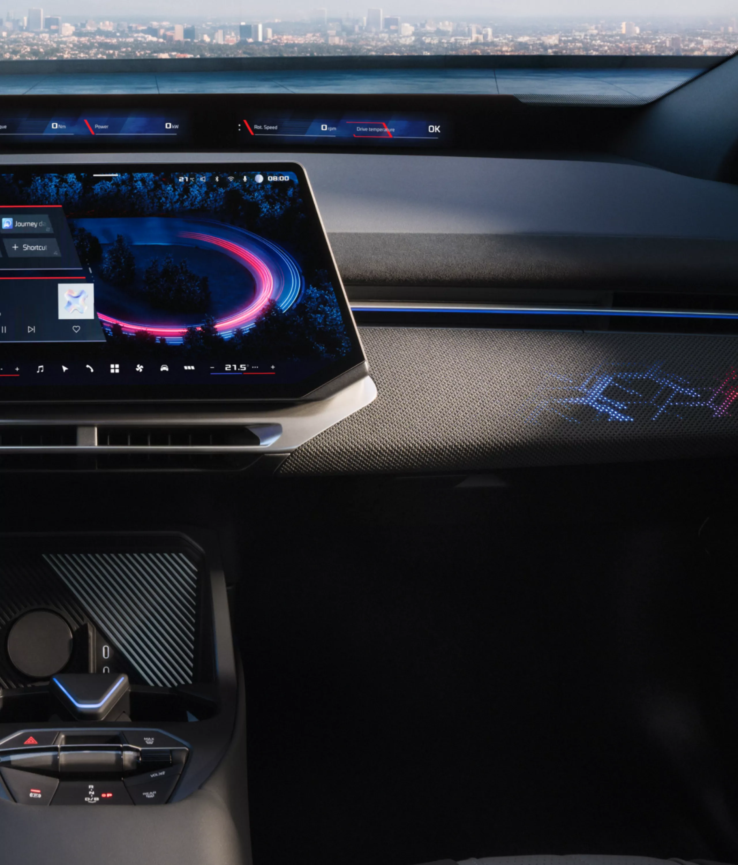 Illuminated BMW iX3 M60 xDrive cockpit with customisable ambient lighting