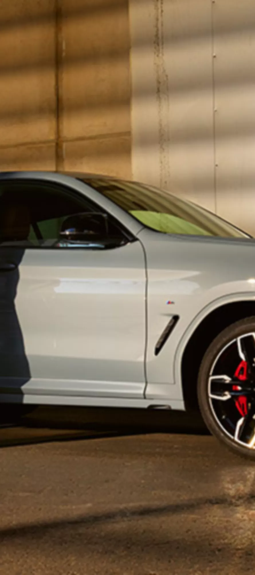 BMW Financial Services man and woman sitting in BMW in front of mountain landscape 