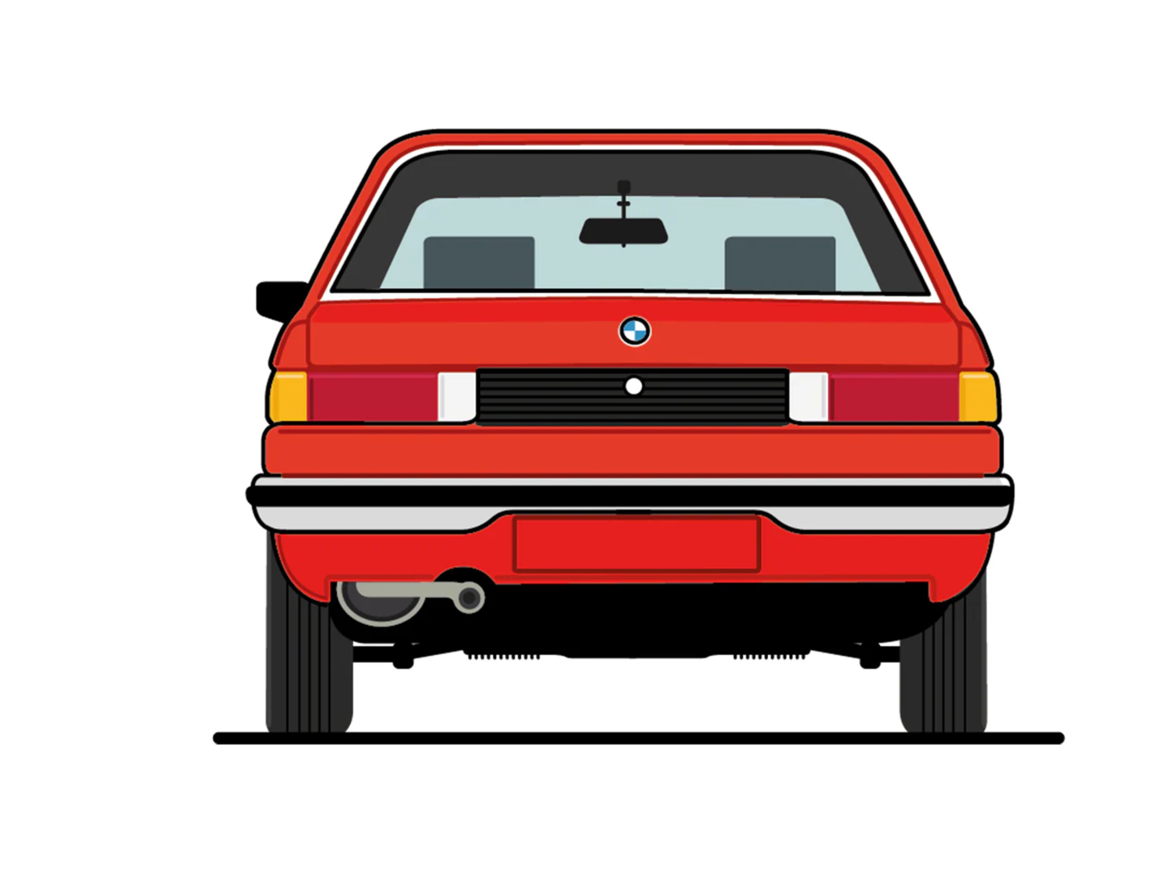 Ilustração BMW Série 3: 1.ª Geração - Traseira