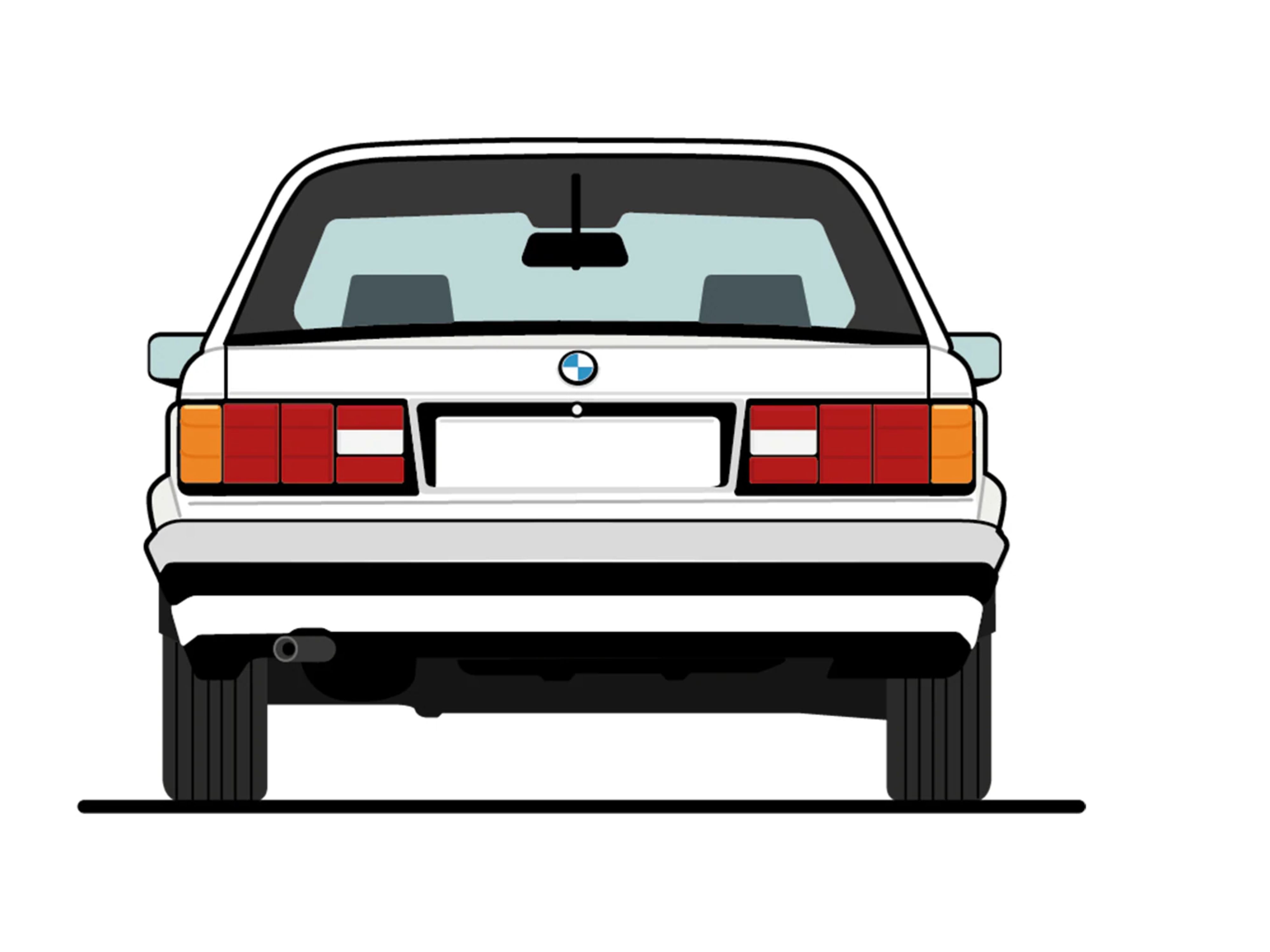Ilustração BMW Série 3: 2.ª Geração - Traseira
