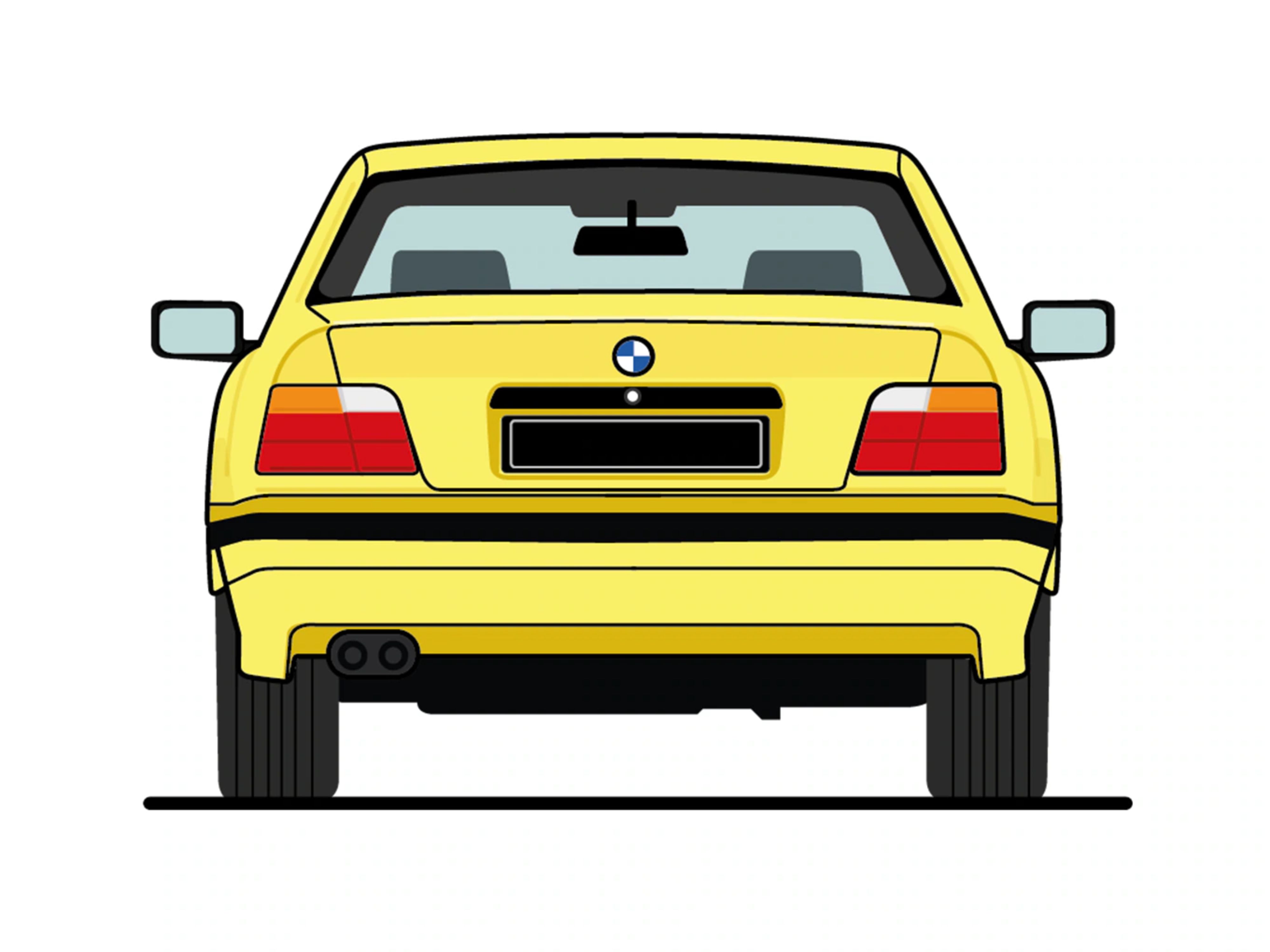 Ilustração BMW Série 3: 3.ª Geração - Traseira
