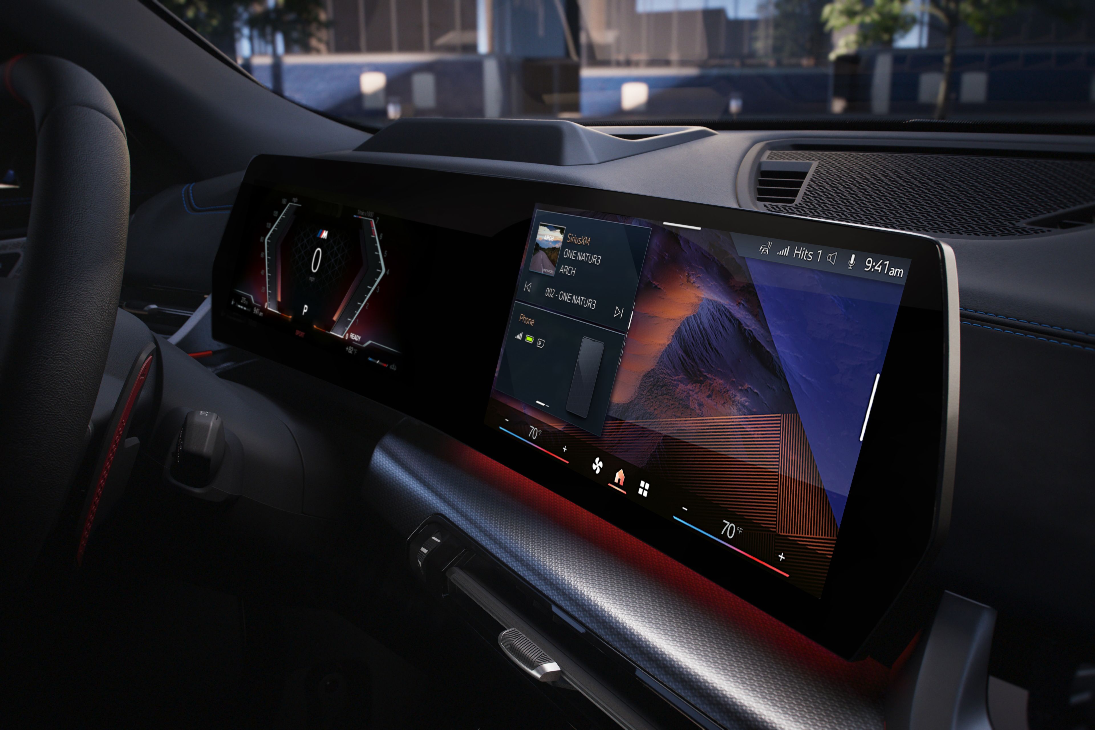 The X2 M35i xDrive’s BMW Curved Display with the iDrive 9 Operating System.