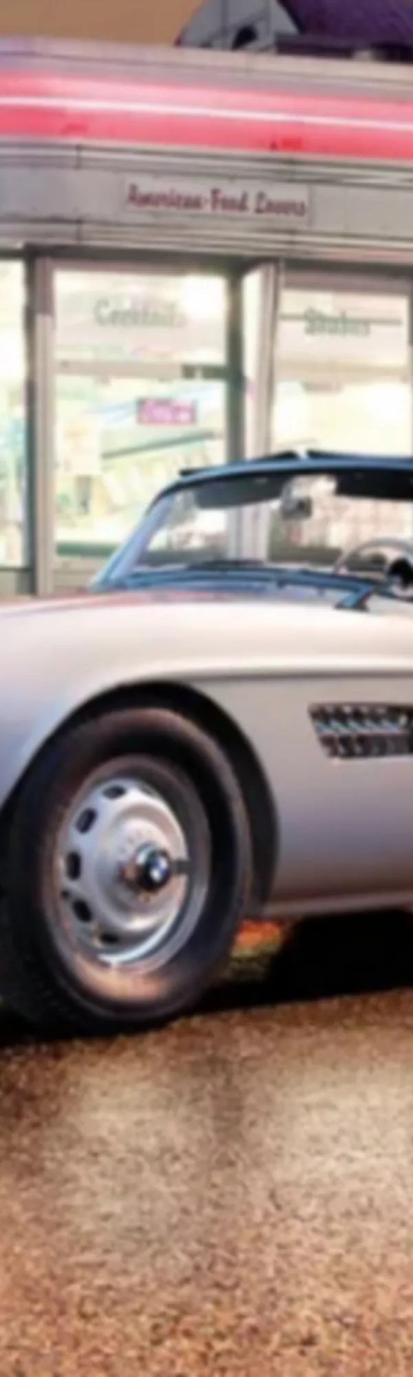 En vit BMW 507 från sidan