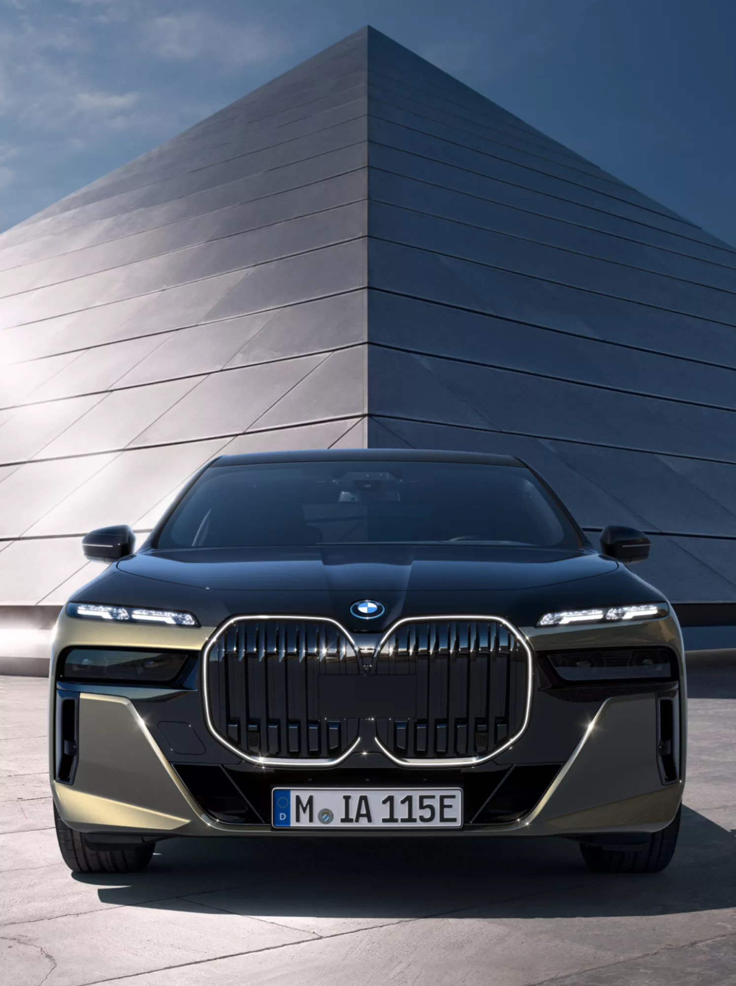 Front of a BMW 7 Series Sedan in BMW individual paint