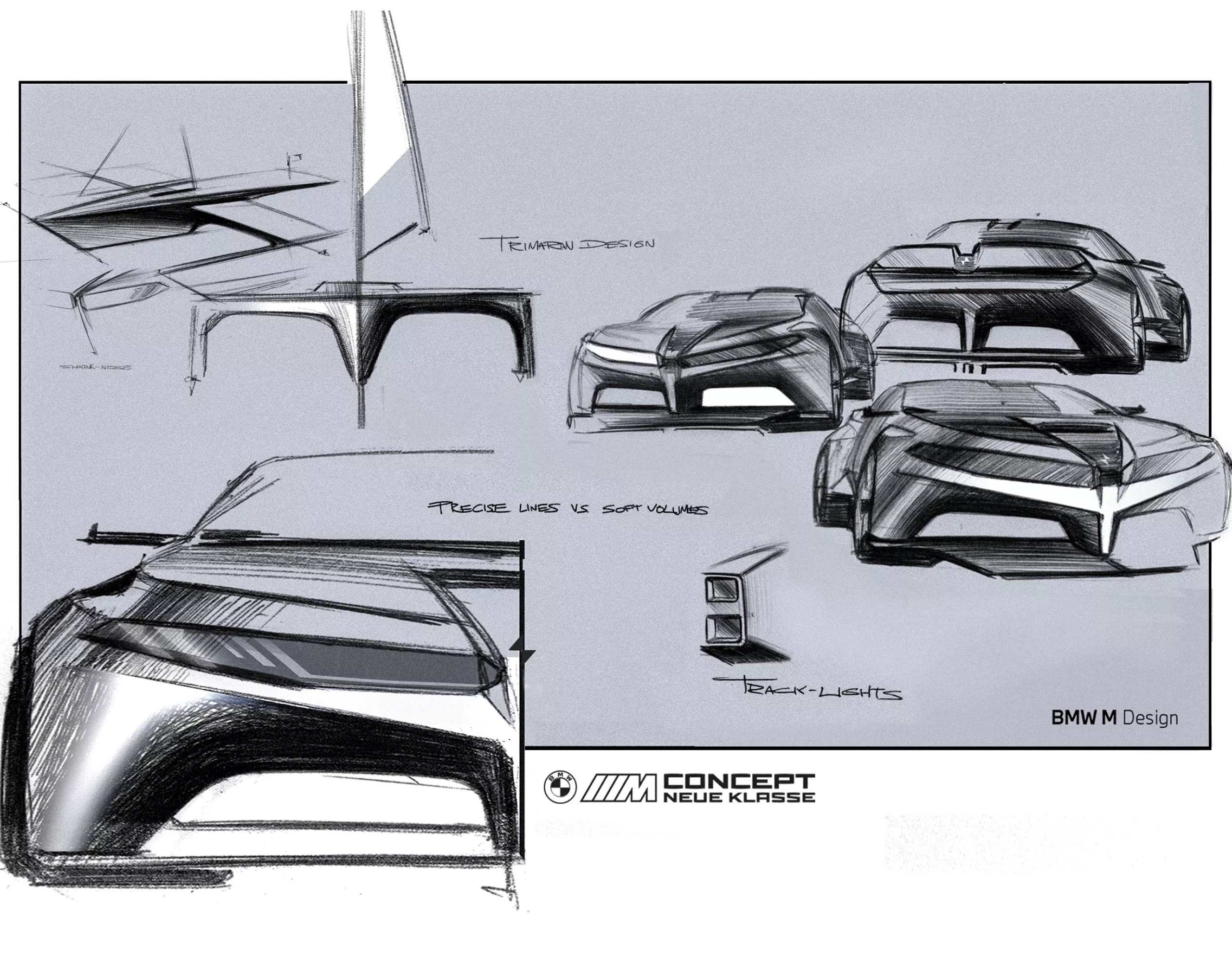 A BMW M Concept korai tervezési vizualizációja absztrakt látványtervként.