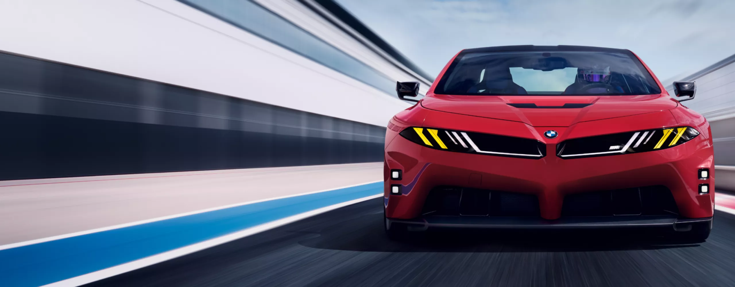 BMW M Concept Neue Klasse driving performance on racetrack.