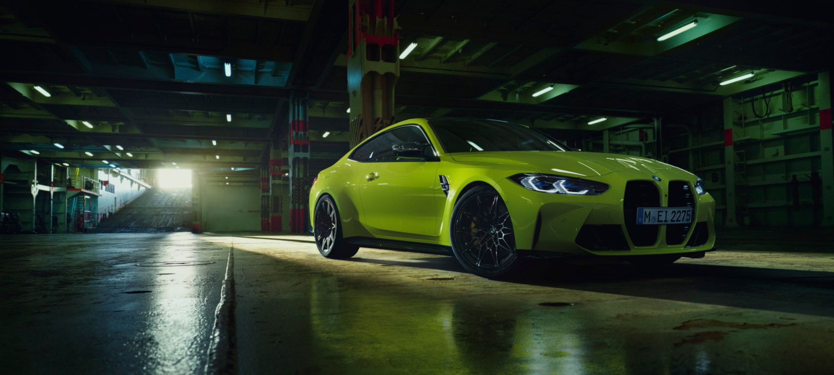 Neon green BMW M4 Coupe sideview
