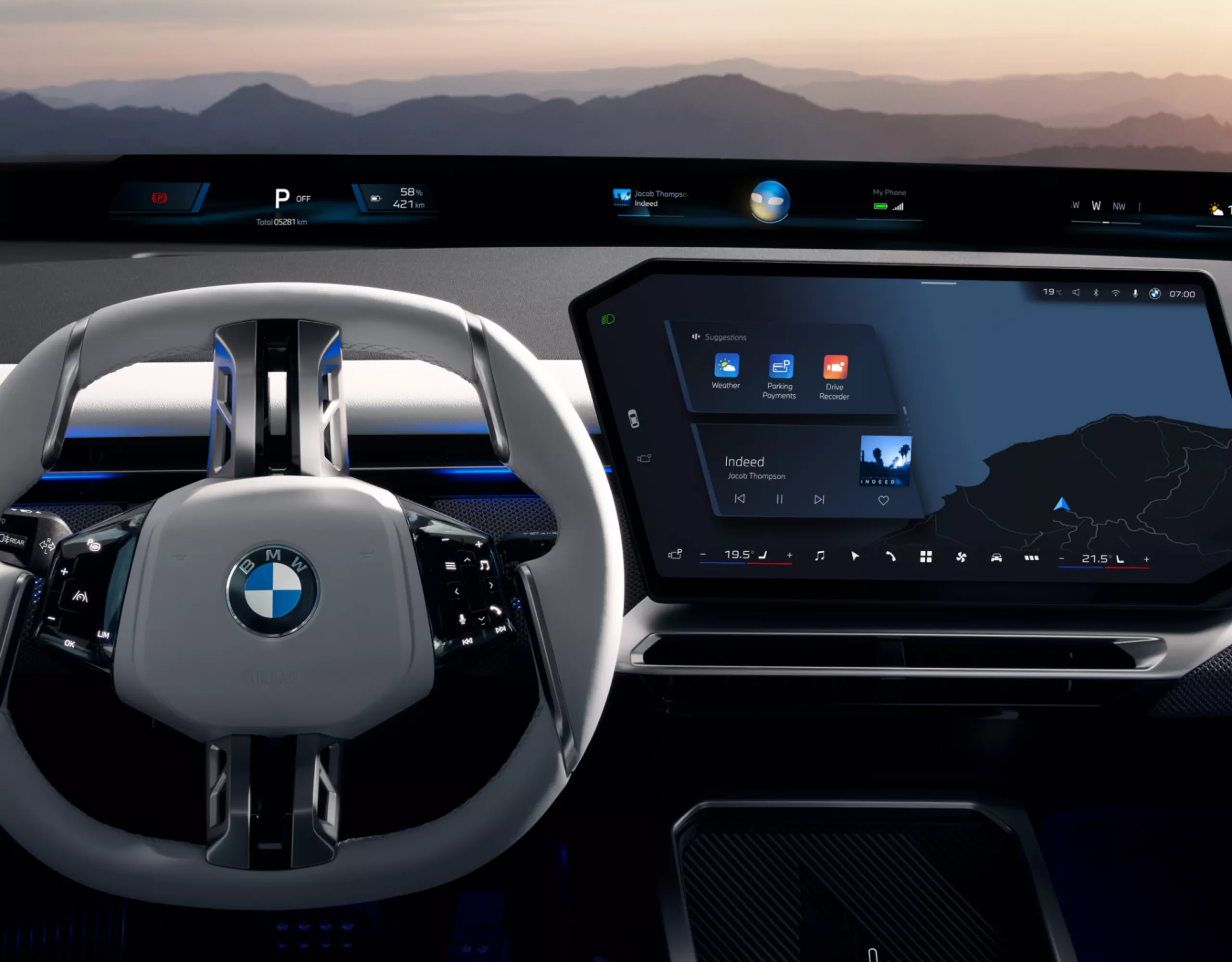 Darstellung des Cockpits eines BMW mit Panoramic iDrive