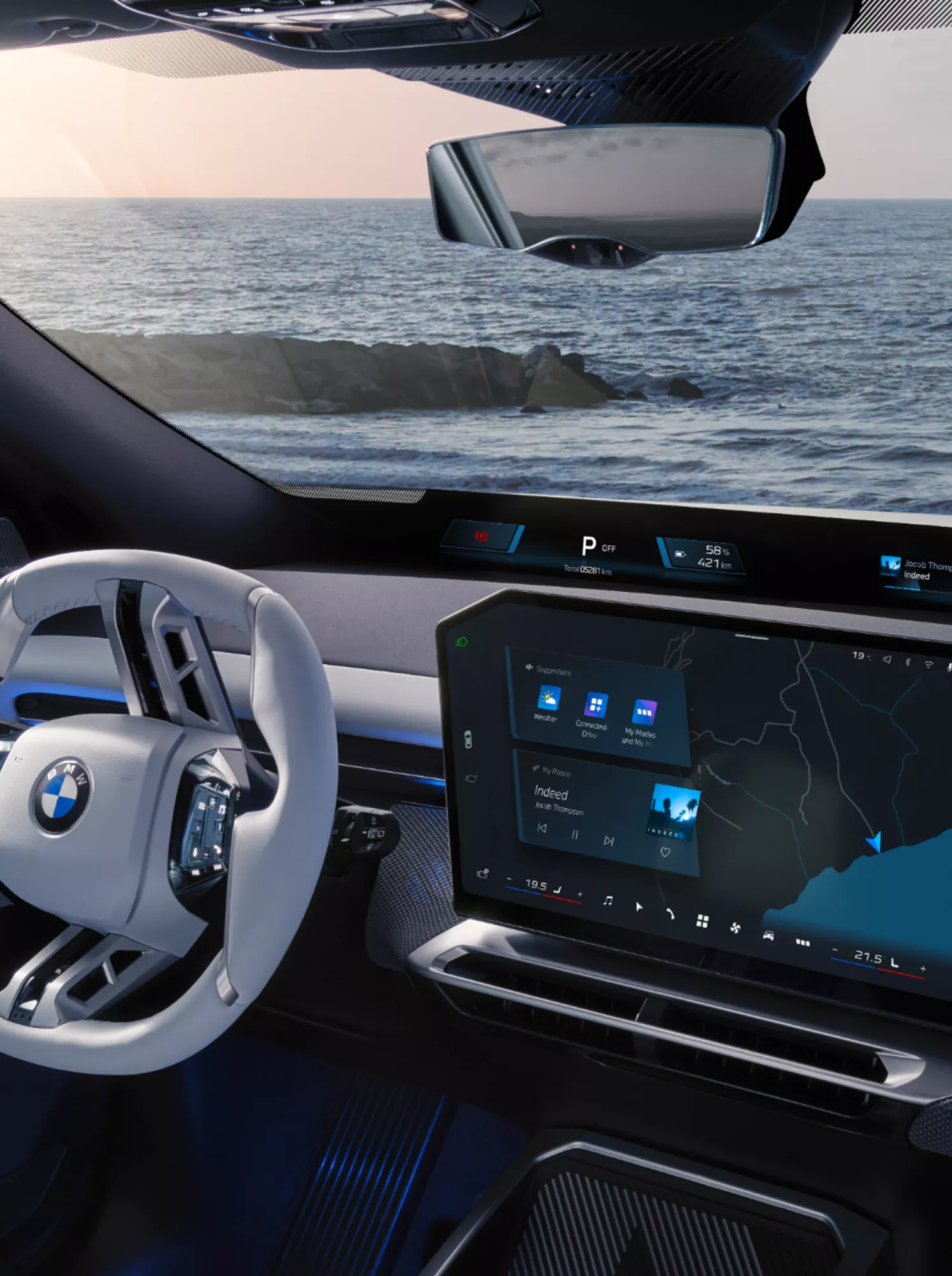 The cockpit of a BMW with BMW Panoramic Vision