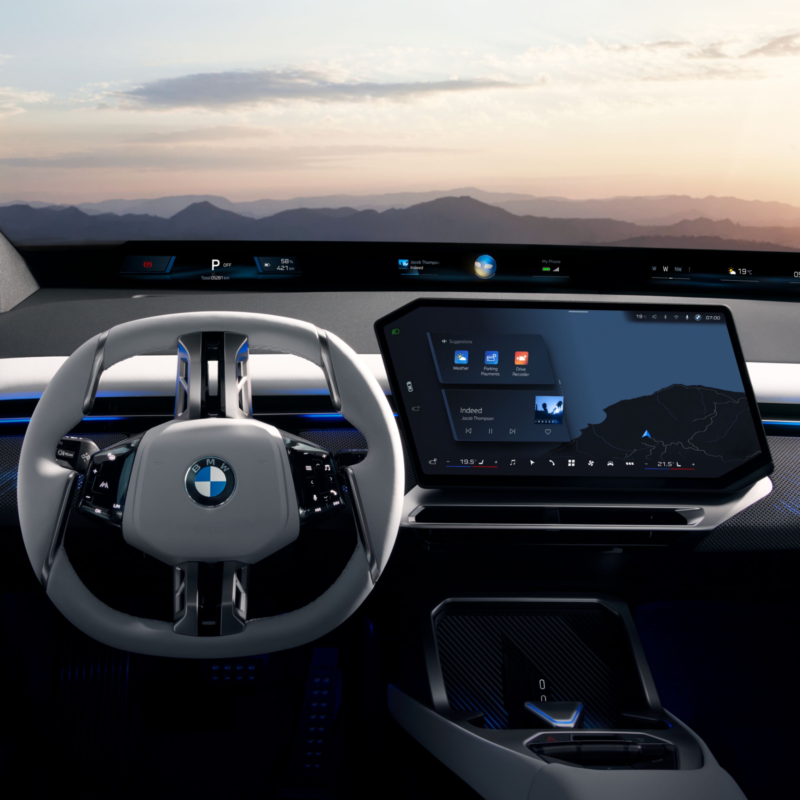 View of a BMW cockpit featuring the Panoramic iDrive