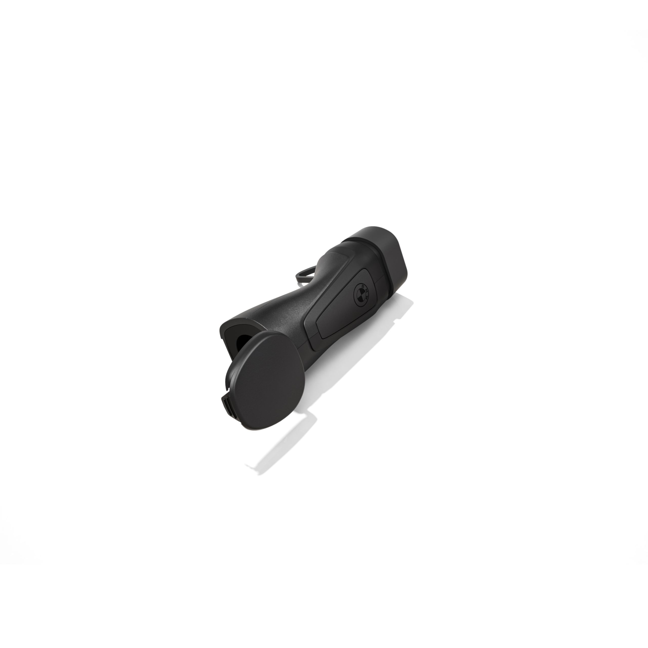 BMW Vehicle-to-Load (V2L) Adapter mit geöffnetem Schutzdeckel