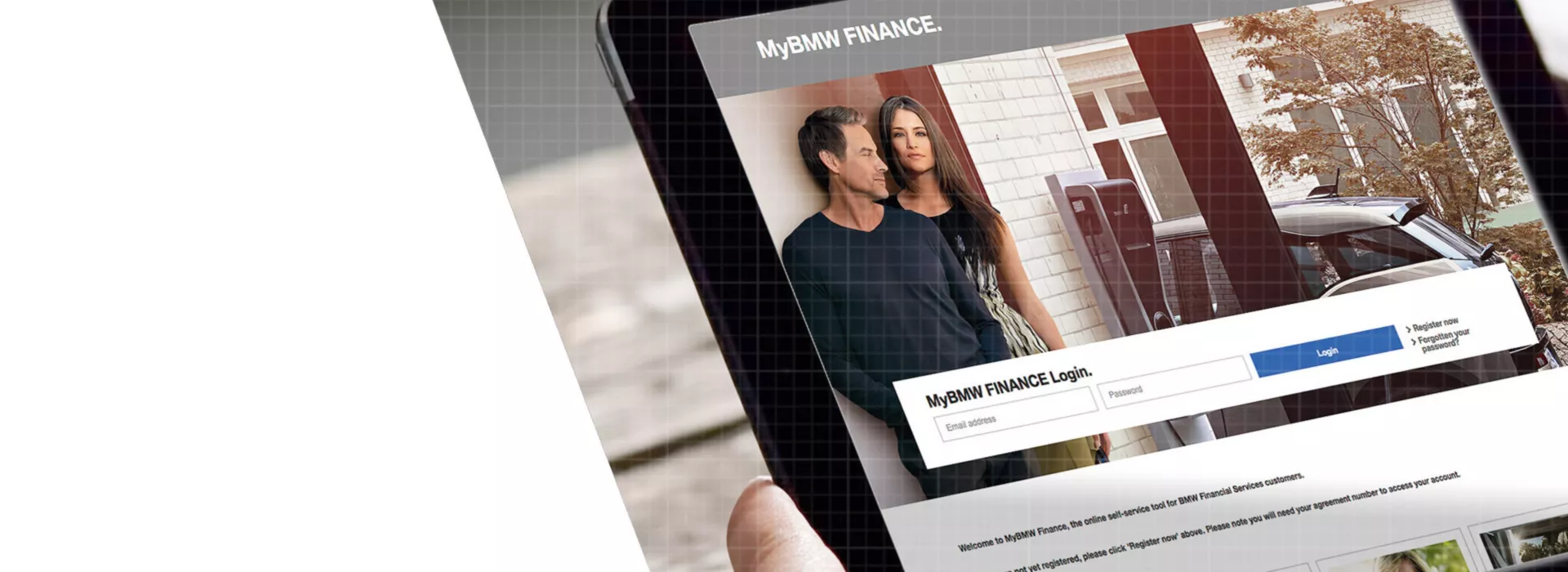 MyBMW Finance Login screen for existing customers