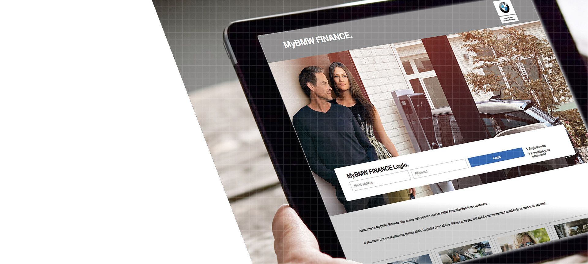 MyBMW Finance Login screen for existing customers