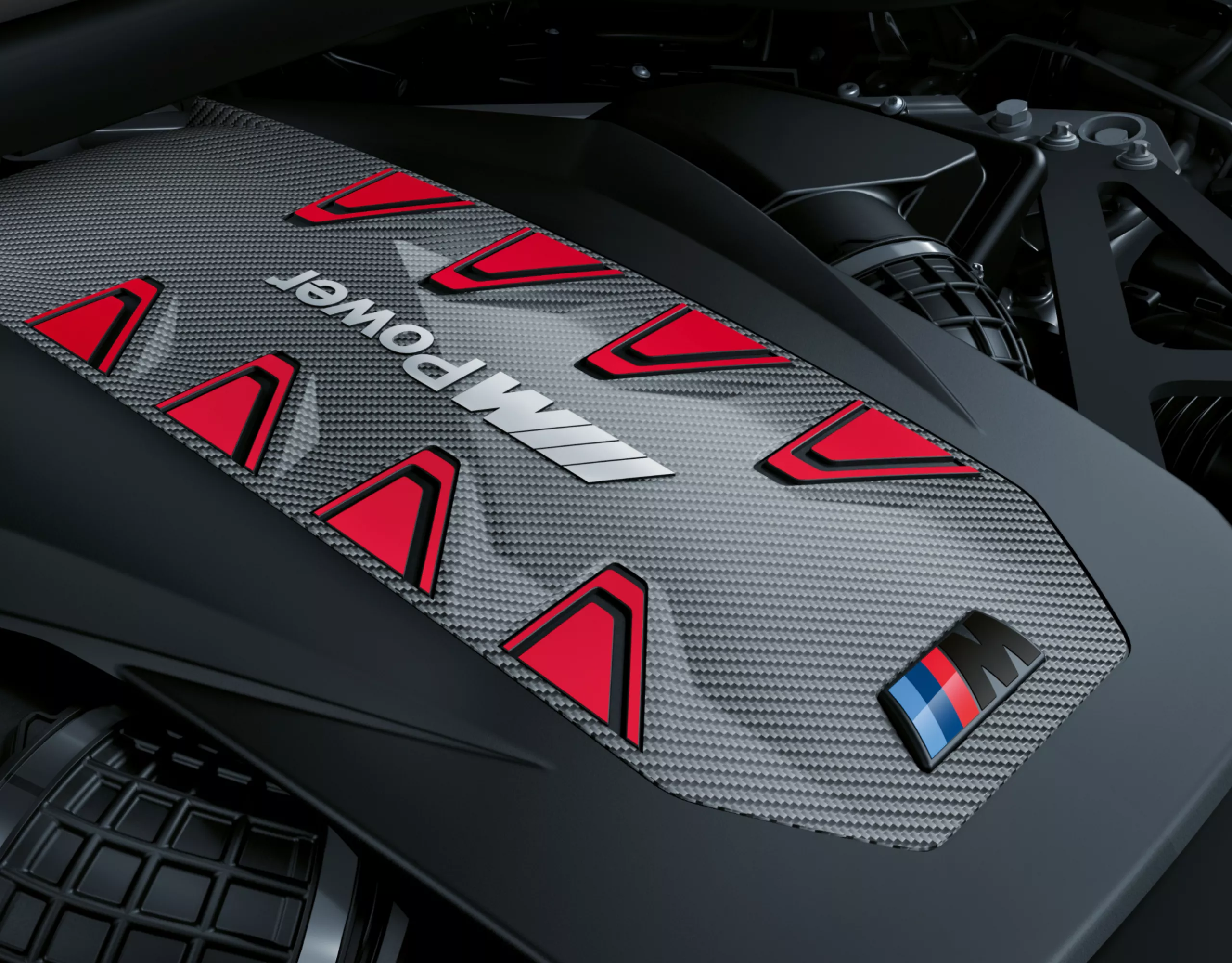BMW M TwinPower Turbo V8-Zylinder-Benzinmotor Motorabdeckung im Detail