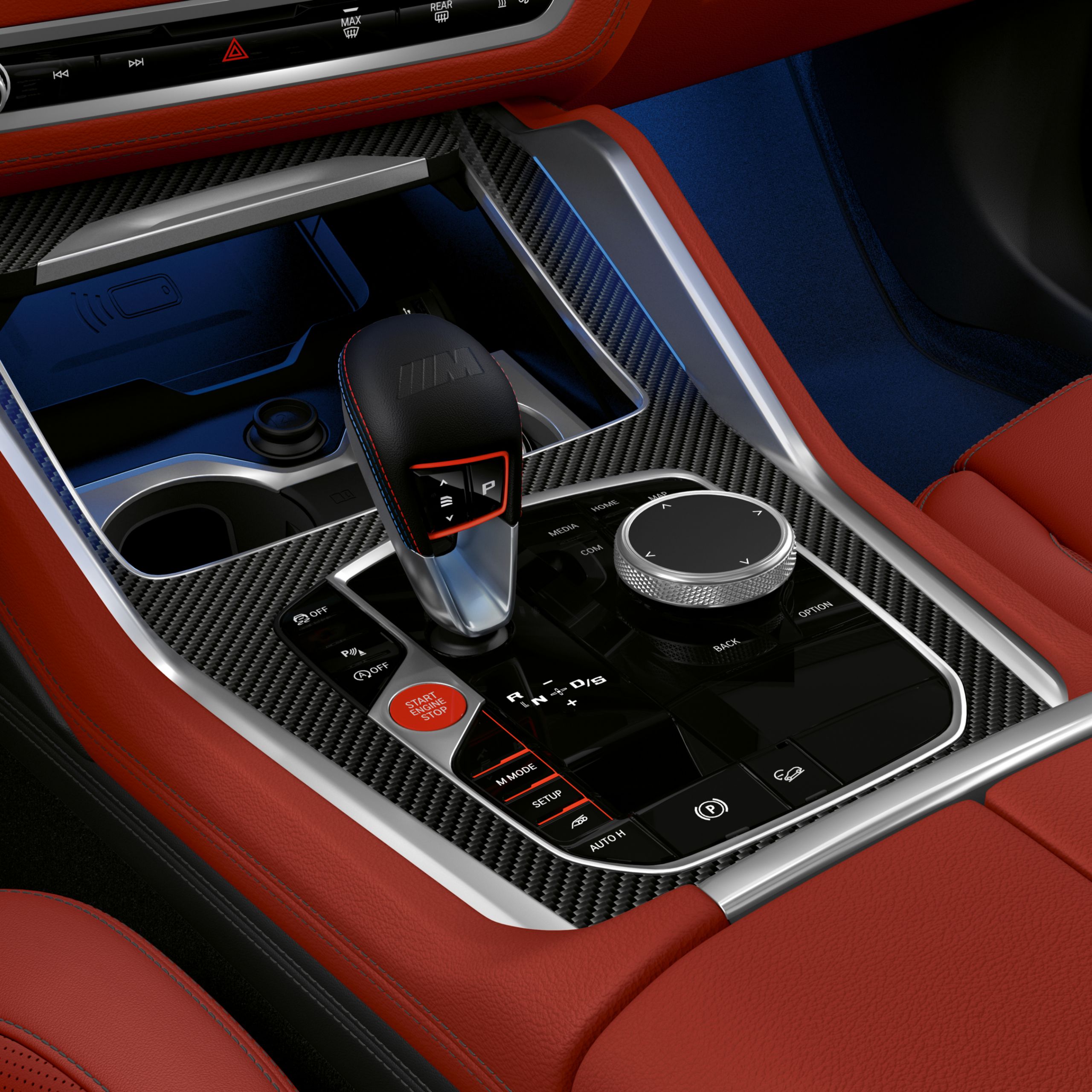 M Steptronic Sport transmissie met 8 versnellingen, keuzehendel en BMW controller in detail