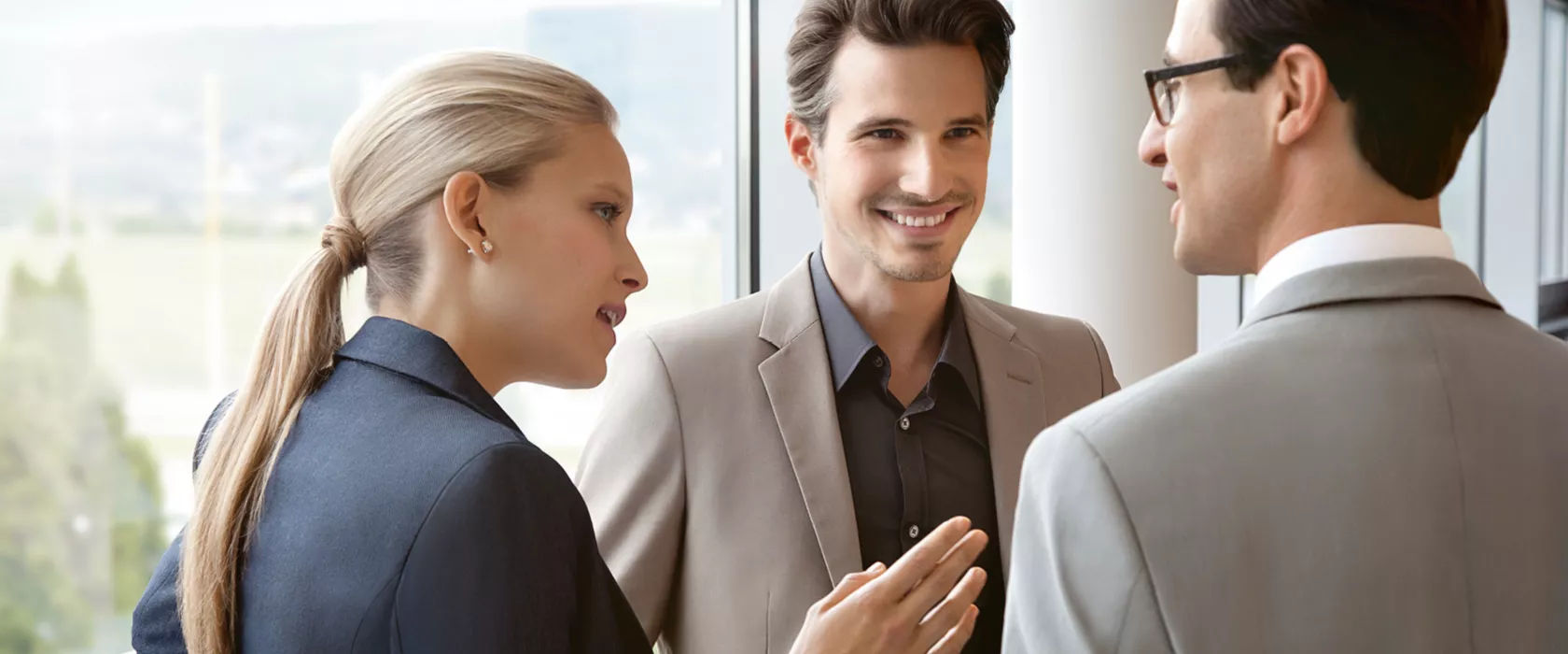 Three people in a debate