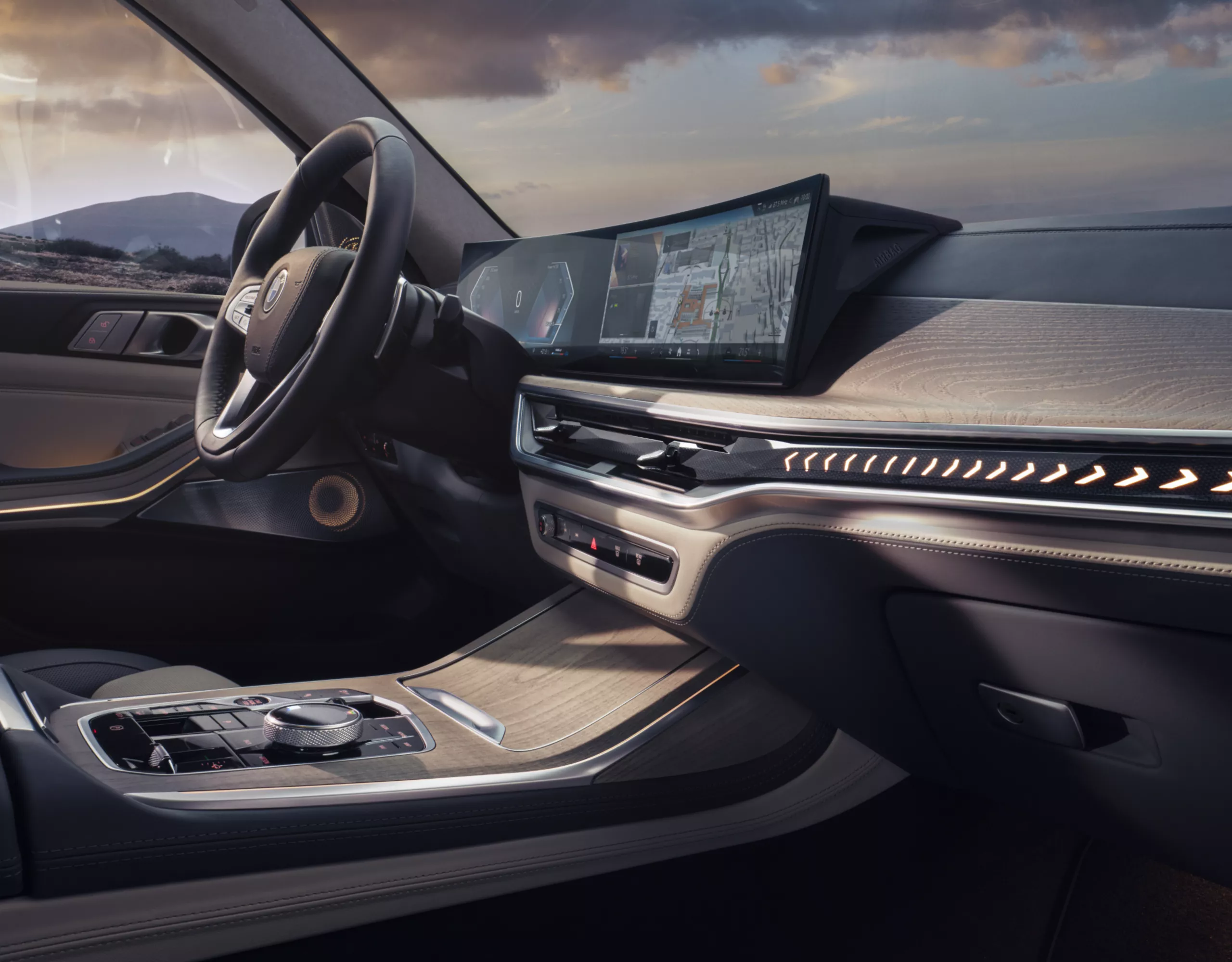 BMW X7 middenconsole, Curved Display en interieurdecoratie