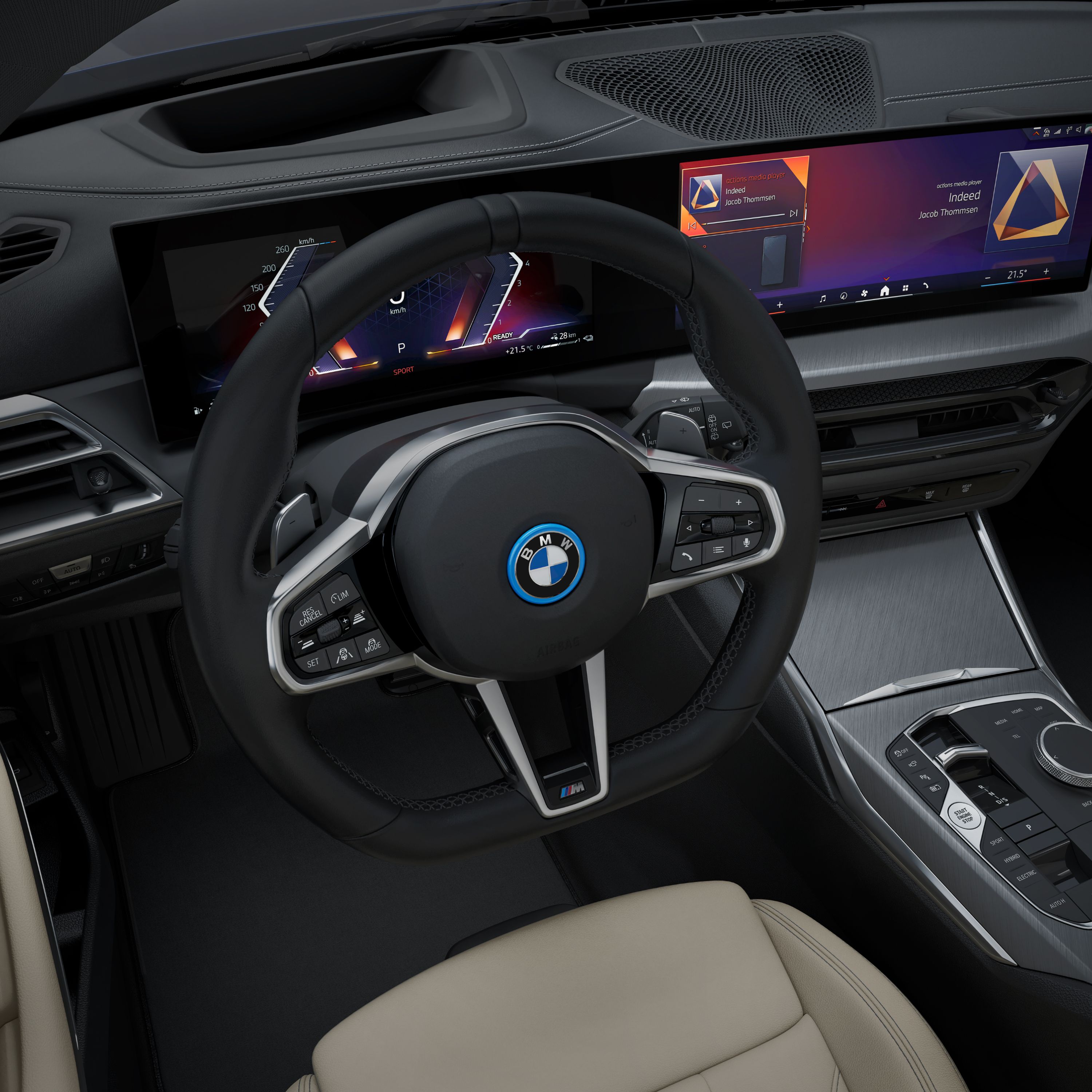 Рулевое колесо с отделкой натуральной кожей M подключаемого гибридного привода BMW 3 серии Touring