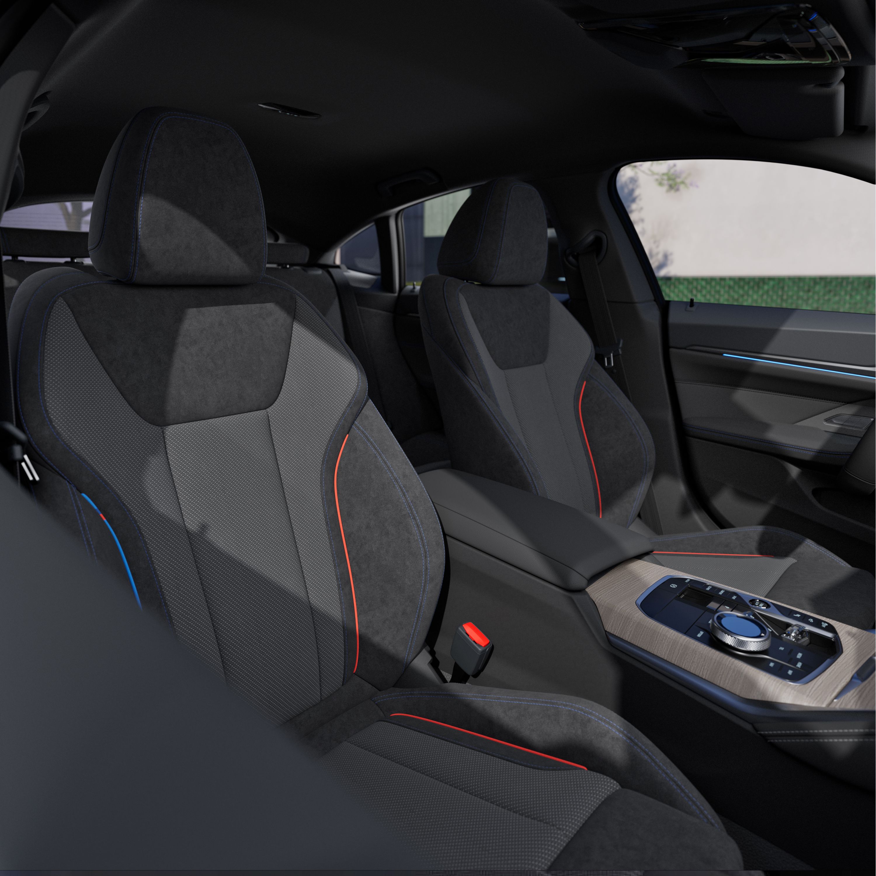 BMW i4 sæti með M PerformTex og textílsamsetningu