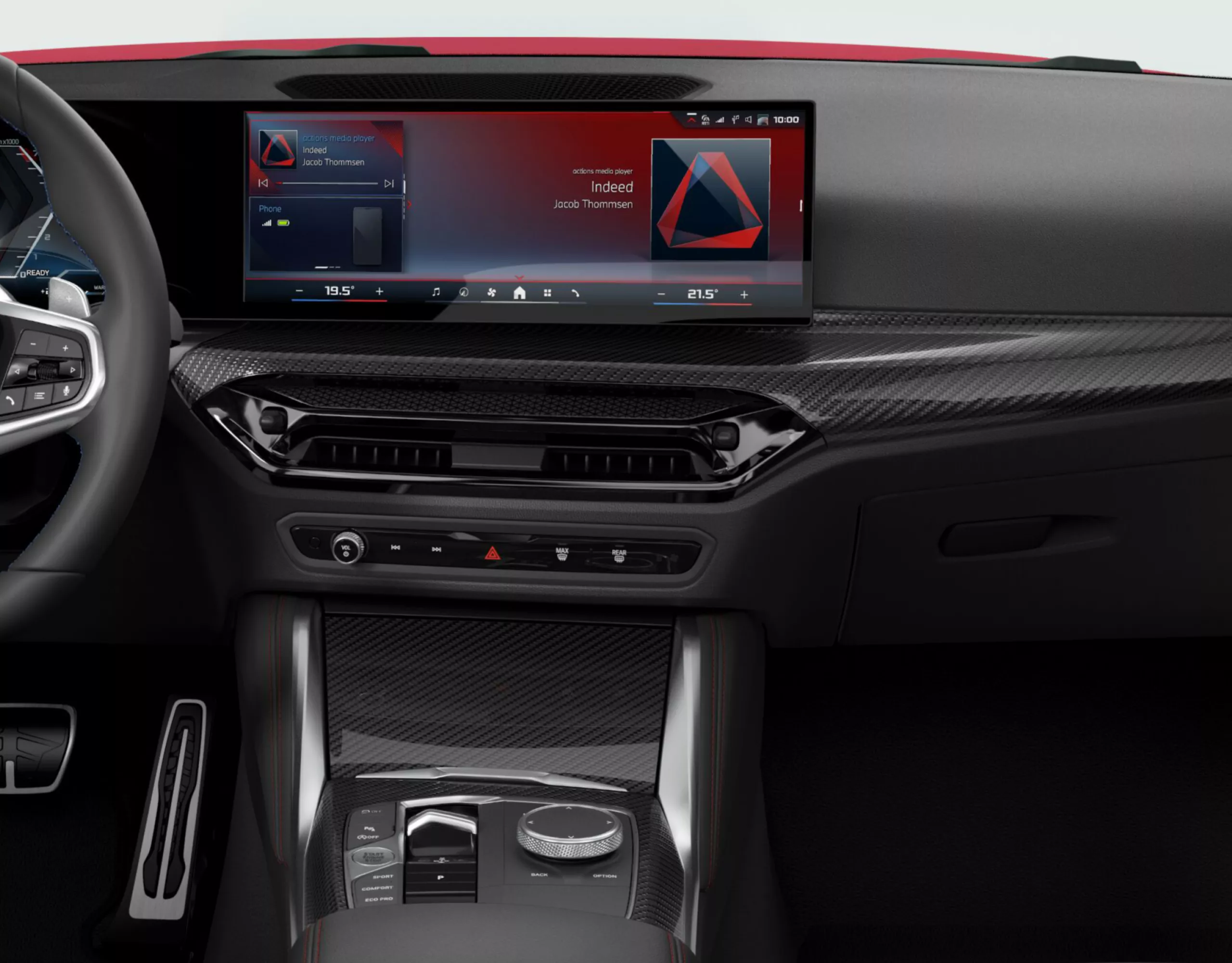Centre console and interior with M interior trim finishers Carbon Fibre