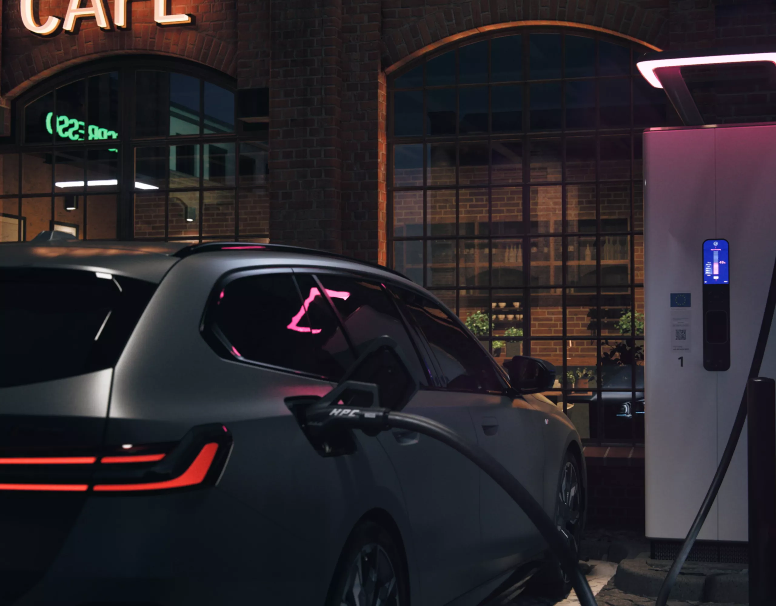 BMW i5 M60 xDrive Touring G61 BEV Įkrovimas viešojo įkrovimo stotelėse