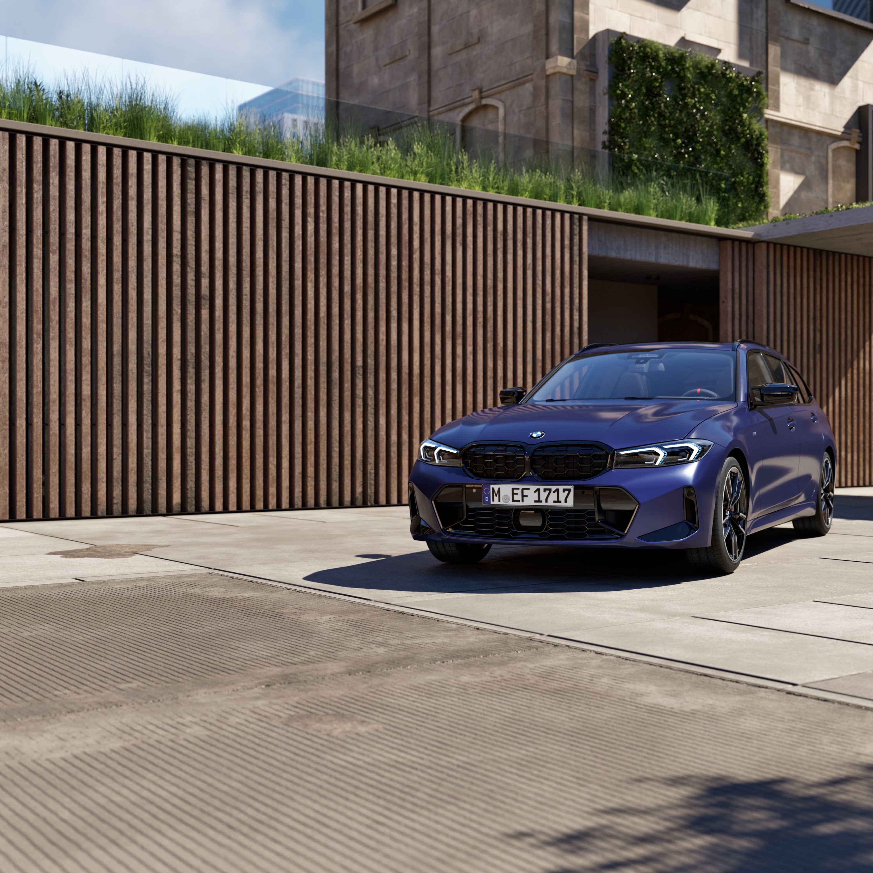 BMW M340i xDrive in Frozen Tanzanite Blue exterior view
