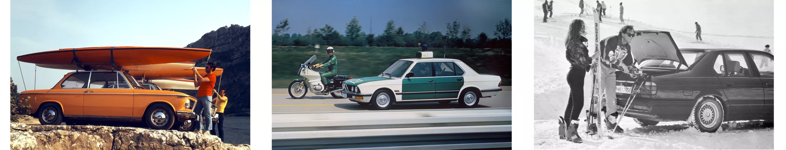 BMW 2002（1966年）、BMW 5シリーズ・パトカー（1981年）、BMW 7シリーズ（1986年）