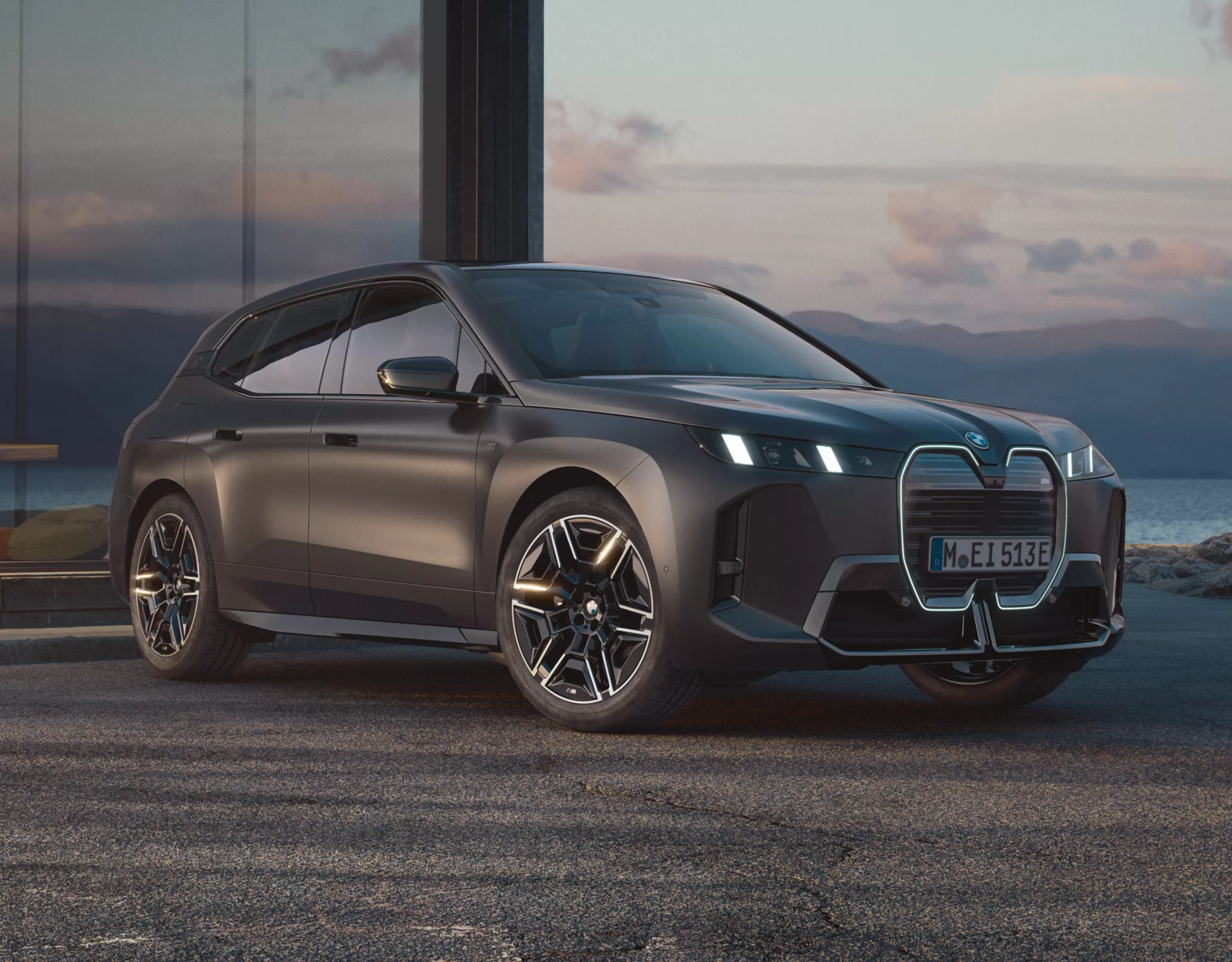 BMW iX M70 black front view