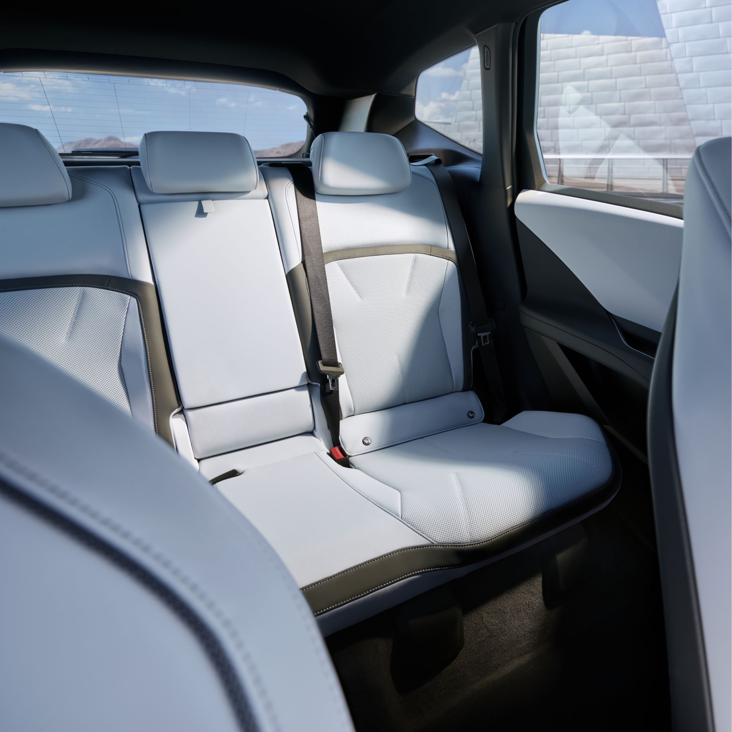 View of the rear seats from the passenger seat