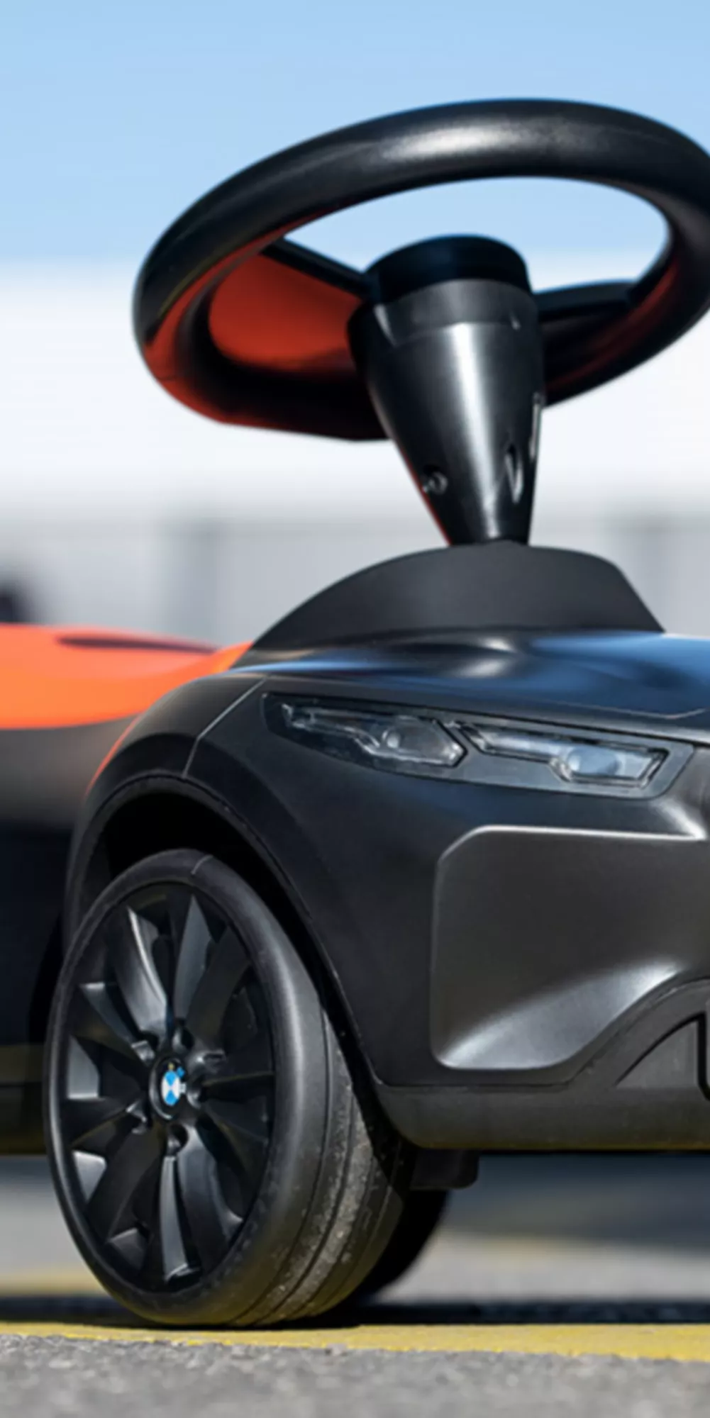 BMW Lifestyle Babyracer in white with Seehaus-Stripes on the bonnet and on the side