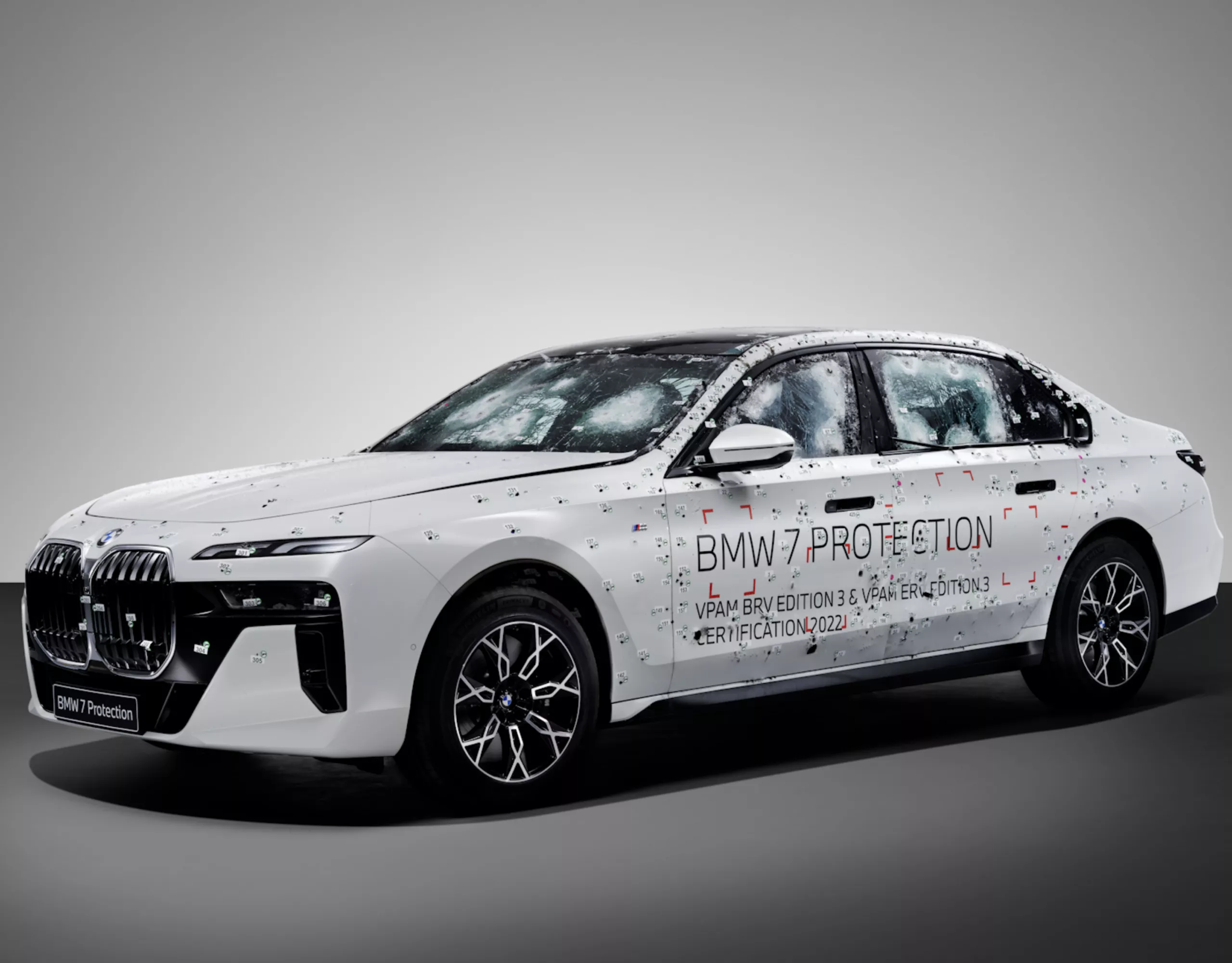 A BMW Protection Vehicle with Protection Core that has undergone a ballistic test