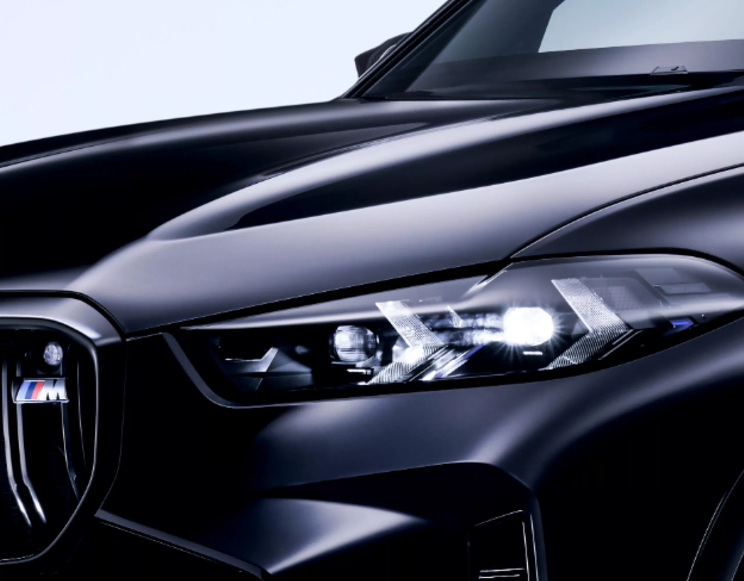 Close-up of a front left BMW headlighteft