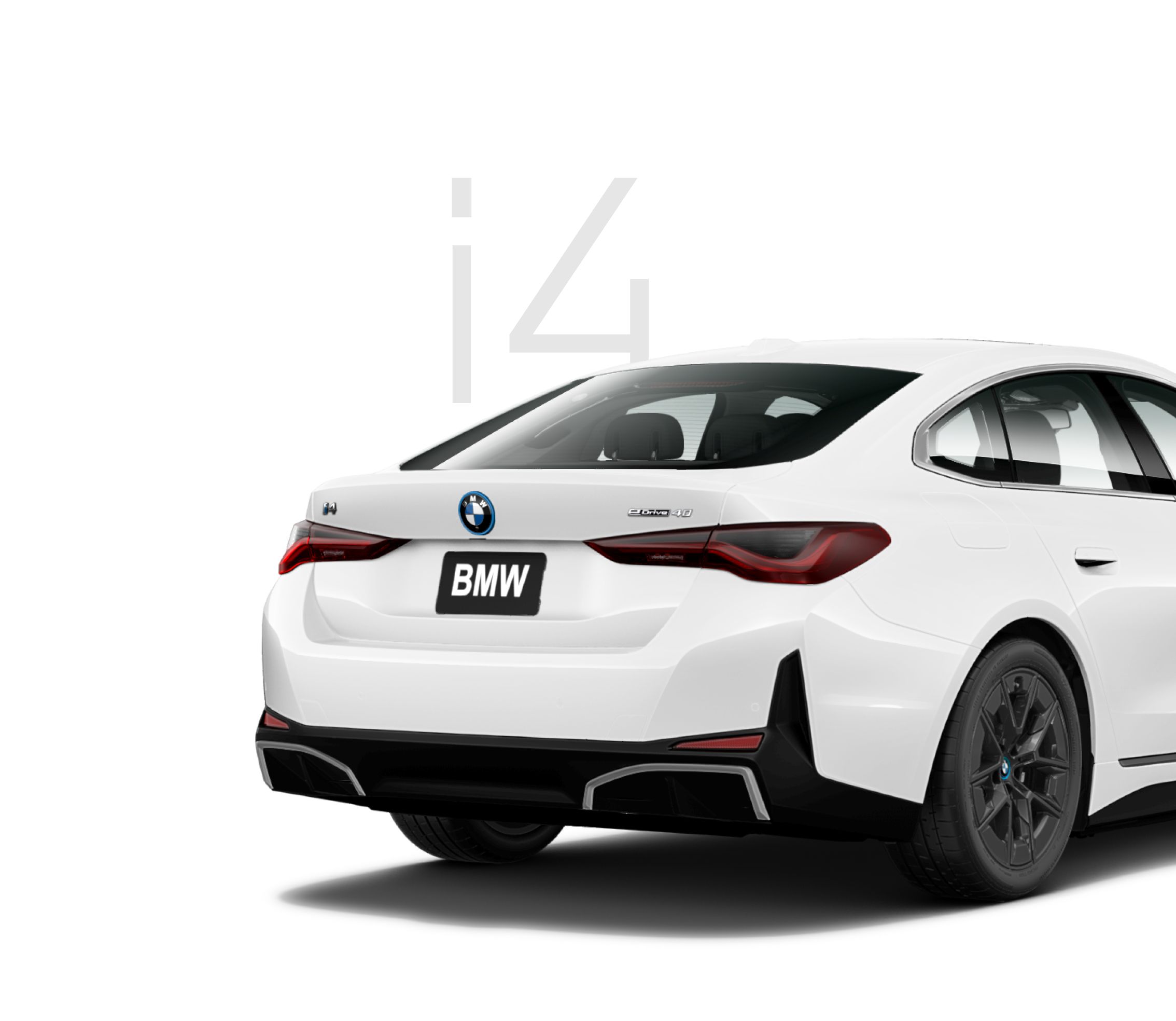 Partial rear view of a BMW Certified i4 electric car