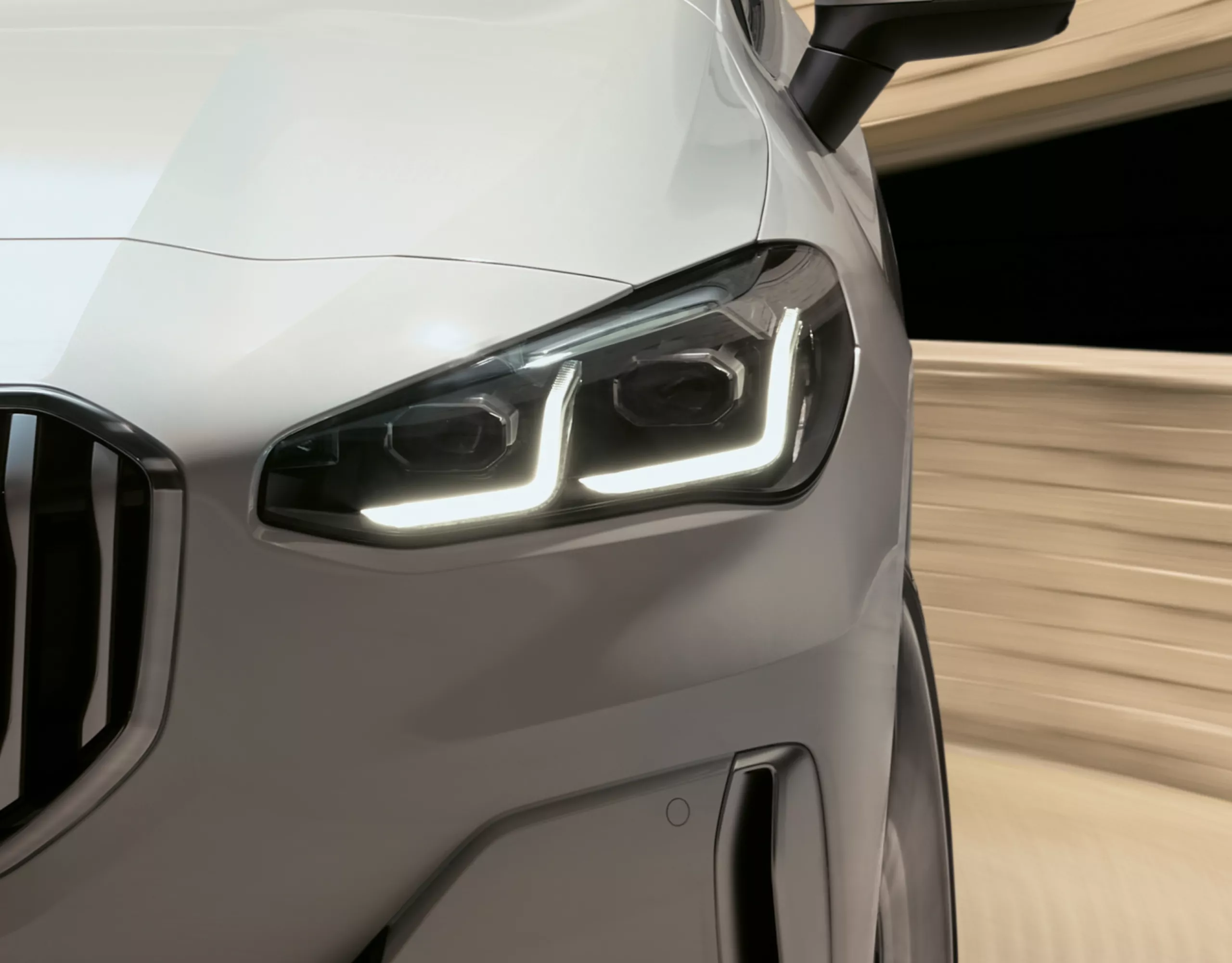 Leuchtende Tagfahrlichter und Ikonen der Adaptiven LED-Scheinwerfer im Detail